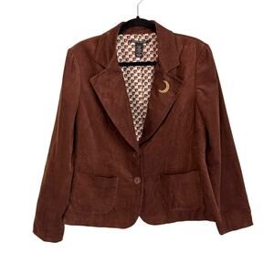 Pierre Cardin Coat Womens 10 Career Office Stretch Corduroy Blazer Jacket Brown